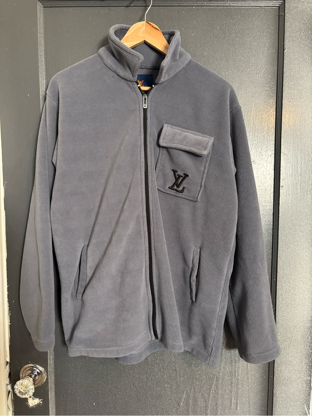 Louis Vuitton Men’s slate blue Zip-Up Corduroy Jacket